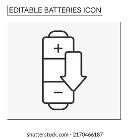  Power line icon. Slow reduction of electricity.Battery concept. Isolated vector illustration. Editable stroke