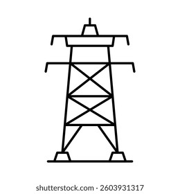 Power Line Icon. Solar Energy, Solar Panel, Green Energy, Sun Energy, Solar Battery, Energy Saving, Solar House, Ecology, Electricity, Renewable Energies Editable Stroke Vector Illustration