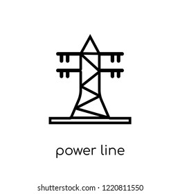 power line icon. Trendy modern flat linear vector power line icon on white background from thin line Industry collection, outline vector illustration