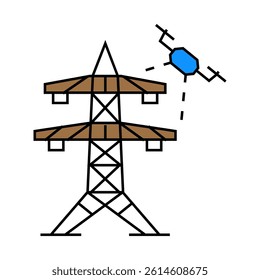 power line inspection drone line icon vector. power line inspection drone sign. isolated symbol illustration