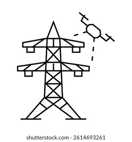 power line inspection drone line icon vector. power line inspection drone sign. isolated contour symbol black illustration