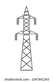 Power line. Installation for transmission. Flat icon, object or symbol.