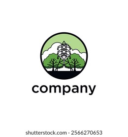 Power line logo design concept. Electricity logo design concept. Vector illustration.