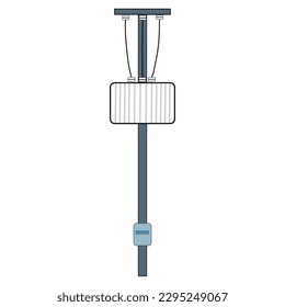 Power line pole with a transformer on it. cartoon illustration