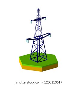 Stromschienenturm mit Isolatoren. Isometrie 3d