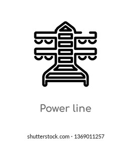power line vector line icon. Simple element illustration. power line outline icon from industry concept. Can be used for web and mobile