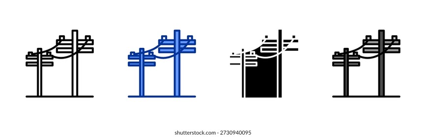 Power Lines icon set multiple style collection