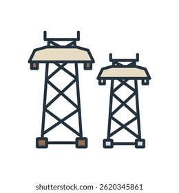 power lines icons isolated on White Background. Flat style design