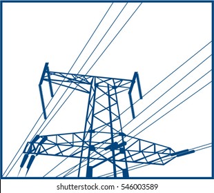 power lines illustration, electric lines icon
