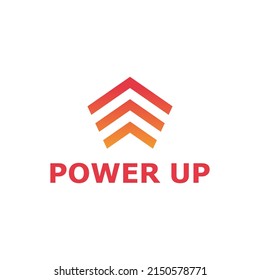 Power Up Logo With Arrow. Speed And Power Logotype