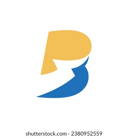 Power Logo B Letter and Lightning Energy Technology. Power B Letter Logo Design With Lighting Thunder Bolt Template