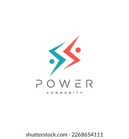 Power logo design vector with human community style