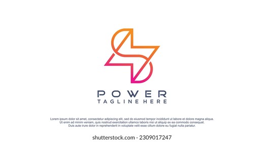  Power logo with initial S concept and creative idea premium vector