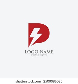 Power logo, letter p, text, type, power bolt fully editable vector logo template