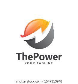 power logo simple gradient 3d. thunder logo simple clean modern.