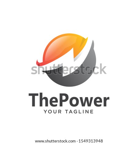 power logo simple gradient 3d. thunder logo simple clean modern.