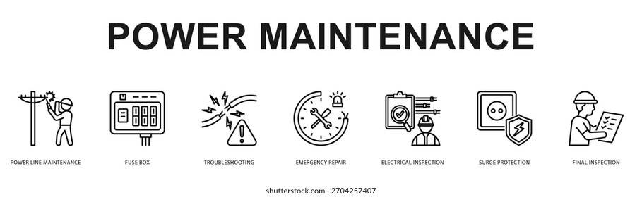 Ilustración de Anuncio de Web moderno y limpio con iconos temáticos para la comunicación visual