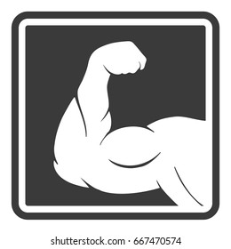 Power male muscle arm silhouette icon, vector illustration