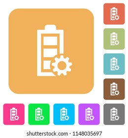 Power management flat icons on rounded square vivid color backgrounds.