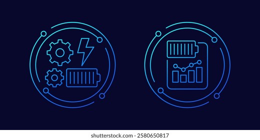 power management icons, battery performance, linear design