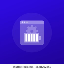 power management panel icon with battery, transparent design