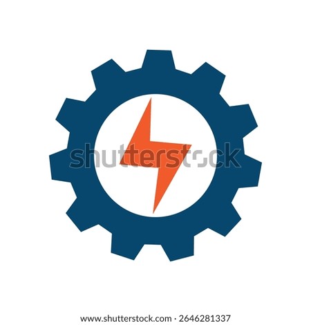 Power Management Setting Icon, Energy Service, Spark lightning bolt with Gear Cog, Fast and Rapid, Power Energy Technology