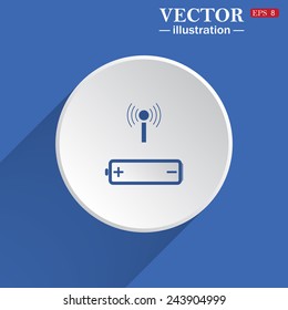 power management through a wi-fi network, white circle on a blue background with shadow. Vector illustration, EPS 8