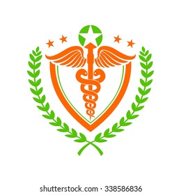 Power Medical Health Protection, Stars Energy Health care Logo Template