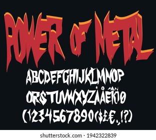 "Power of Metal " Font - Letters and Numbers, vector eps10 illustration