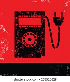 Power meter design on red background,grunge vector