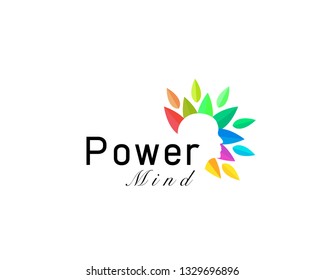 Power mind head human bloom nature logo design inspiration