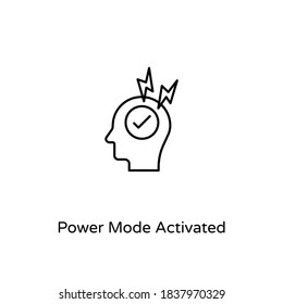 Power Mode Activated icon in vector. Logotype