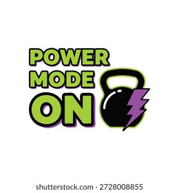Modo de energia na tipografia com Kettlebell e relâmpago, Fitness Motivation Design