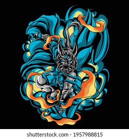 power monkey ilustration concept tshirt design