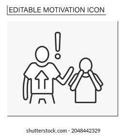 Power motivation line icon. Person motivated by controlling their own lives. Affect direction.Motivation concept. Isolated vector illustration. Editable stroke