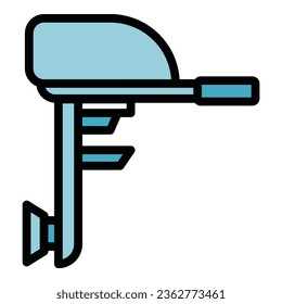 Power motor icon outline vector. Boat engine. Motorboat cruise color flat