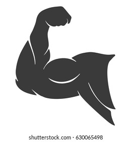 Power muscle arm icon. Strong male hand flexing sign vector illustration