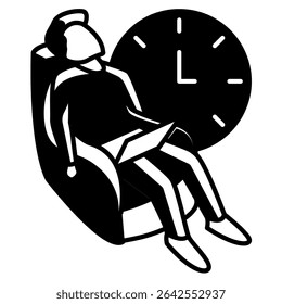 Ícone Power Nap representado pelo homem, durma no sofá, assista ao estilo Black Filled.