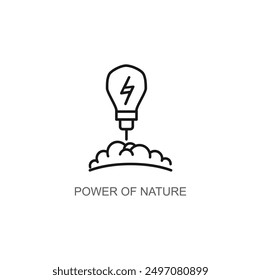 Power of nature energy icon vector, light bulb energy in nature sign pictogram isolated on white. electric energy in lamp symbol, electric energy logo illustration icon