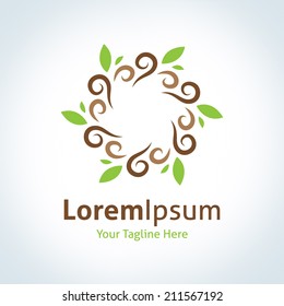 Power of nature green growth leaf vector logo logotype icon