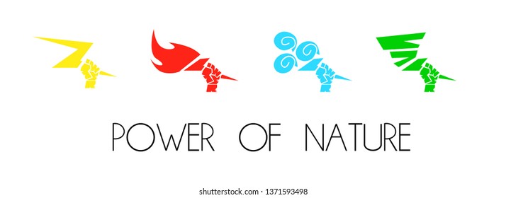 power of nature symbol, sign, logo or icon for environment energy or green energy concept