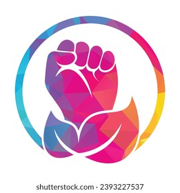 Power of nature vector logo design. Hand and eco symbol or icon. Unique protest and organic logotype design template.