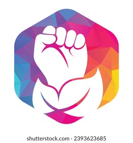 Power of nature vector logo design. Hand and eco symbol or icon. Unique protest and organic logotype design template.