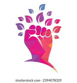 Power of nature vector logo design. Hand and eco symbol or icon.