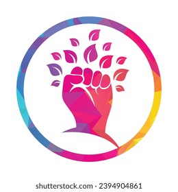 Power of nature vector logo design. Hand and eco symbol or icon.