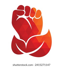 Power of nature vector logo design. Hand and eco symbol or icon. Unique protest and organic logotype design template.