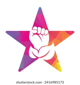 Power of nature vector logo design. Hand and eco symbol or icon. Unique protest and organic logotype design template.