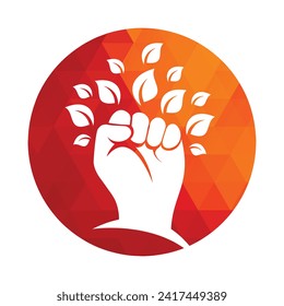 Power of nature vector logo design. Hand and eco symbol or icon.