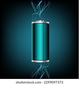 power neon light futuristic energy storage high rechargeable lithium ion battery 3d rendering of battery