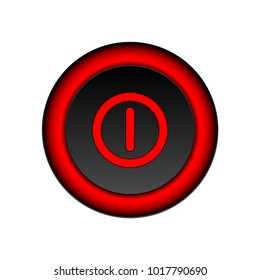 power off button, icon with led LED isolated on white background - vector illustration